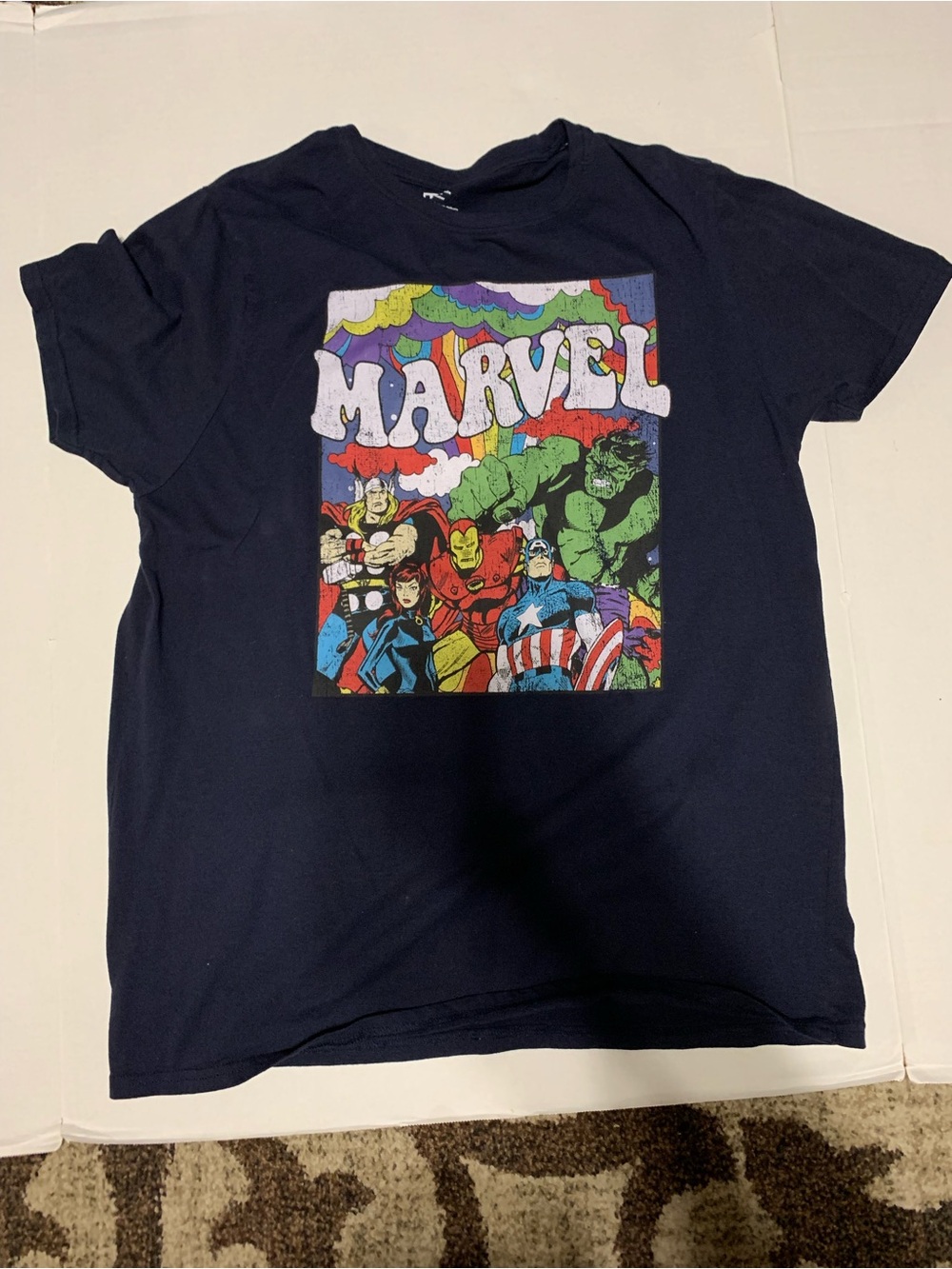 Marvel Comics Avengers Black Unisex TShirt XL Captain America Thor Hulk Iron Man